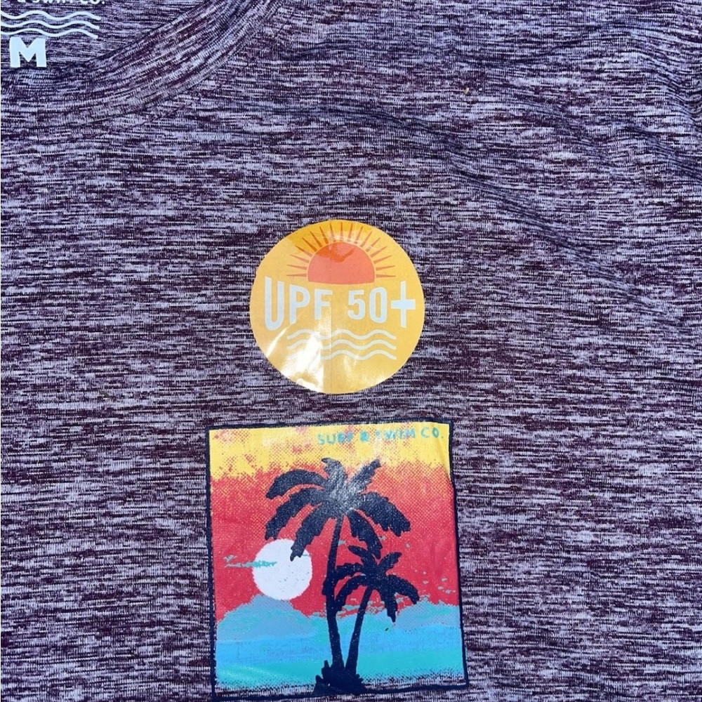 Surf & Swim Co UPF 50+ Long Sleeve Swim Tee Sky And Palms M NWT - Picture 3 of 10